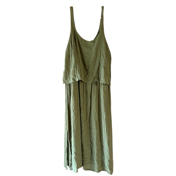 Woman Within Olive Green Layered Hippie Maxi Dress Size 1x - Picture 1 of 6